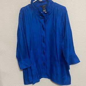 Ali Miles Royal Blue Button-Up Top